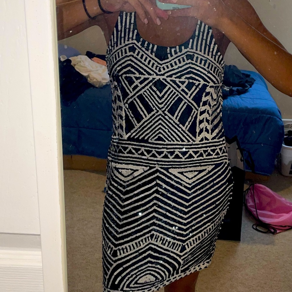 Seta apparel black and white sequin dress
